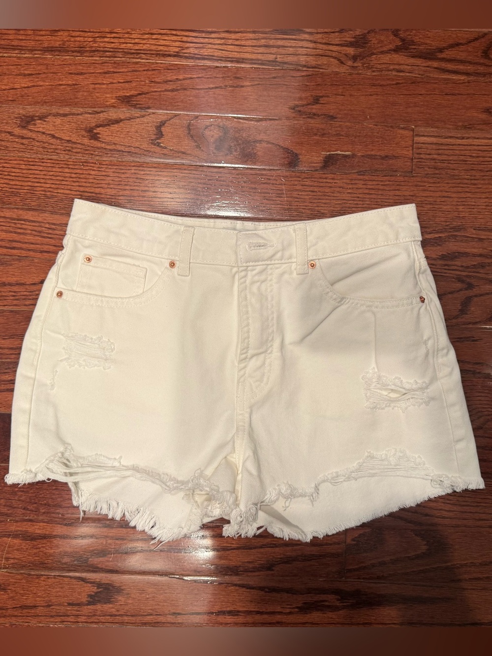 Primark White Distressed Denim Cutoff Shorts